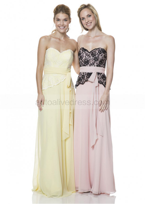 Slim Sweetheart Neck Chiffon Bridesmaid Dress With Sash